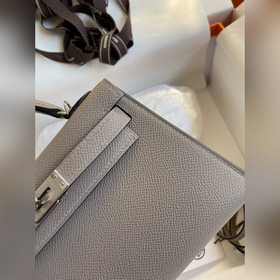 Mini Kelly второго поколения, 19 см, импортная кожа Epsom, асфаль