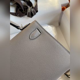 Mini Kelly второго поколения, 19 см, импортная кожа Epsom, асфаль