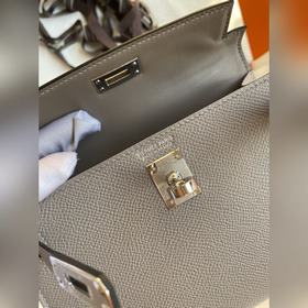Mini Kelly второго поколения, 19 см, импортная кожа Epsom, асфаль