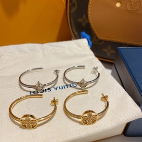Новейшая модель LV： серебряные серьги в форме полумесяца с брилли