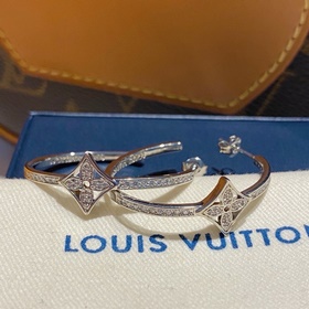 Новейшая модель LV： серебряные серьги в форме полумесяца с брилли