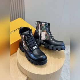 LV.Checker Мужские боевые ботинки Сочетание военных ботинок и раб