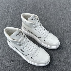 Prada/Прада Мужские новые высокие кожаные кроссовки Эти высокие к