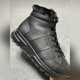 Prada/ Мужские высокие шнурованные кроссовки Prada 2025 из кожи с