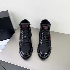 Prada/Prada PRAX Лосины из лакированной кожи с тканевыми вставкам