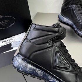 Prada/Prada PRAX Черные высокие кроссовкиз кожи с амортизирующей 