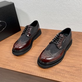 PRADA/Prada Мужские новые кожаные туфли-дерби с шнурками Высокока