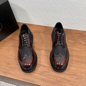 PRADA/Prada Мужские новые кожаные туфли-дерби с шнурками Высокока
