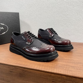 PRADA/Prada Мужские новые кожаные туфли-дерби с шнурками Высокока