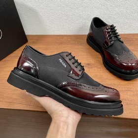 PRADA/Prada Мужские новые кожаные туфли-дерби с шнурками Высокока