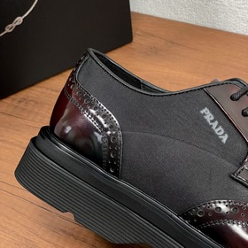 PRADA/Prada Мужские новые кожаные туфли-дерби с шнурками Высокока