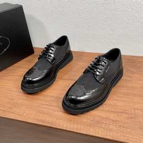 PRADA/Prada Мужские новые кожаные туфли-дерби с шнурками Высокока
