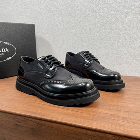 PRADA/Prada Мужские новые кожаные туфли-дерби с шнурками Высокока