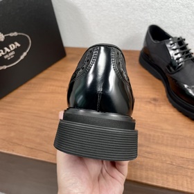 PRADA/Prada Мужские новые кожаные туфли-дерби с шнурками Высокока
