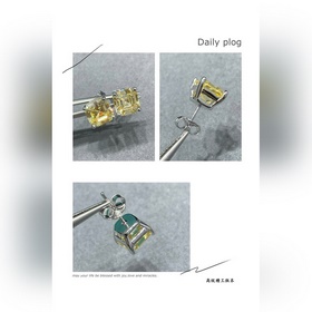 9 2 5 7670130 Серьги Tiffany с желтым бриллиантом в четырех когтя