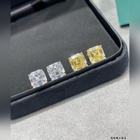 9 2 5 7670130 Белые бриллиантовые серьги Tiffany с четырехконечны