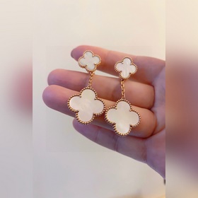 Van Cleef & Arpels vca двойные четырехлистные серьги-гвоздики