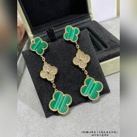 V-Gold-Plated 5240520 VCA Four-Leaf Clover Natural Malachite Thre