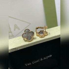 V Gold-plated 5240230 VCA Four-leaf Clover Natural Grey Pearl Ear