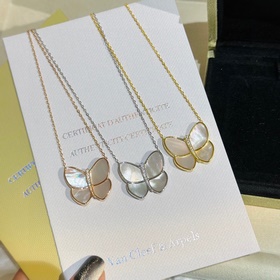 VCA Van Cleef &amp; Arpels Белый жемчуг Большой бабочка Ожерелье