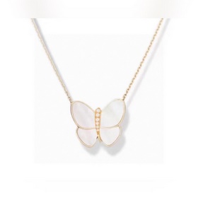 VCA Van Cleef & Arpels Белый жемчуг Большой бабочка Ожерелье 