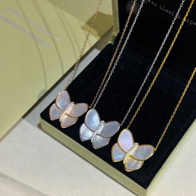 VCA Van Cleef & Arpels Белый жемчуг Большой бабочка Ожерелье 