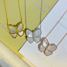 VCA Van Cleef & Arpels Белый жемчуг Большой бабочка Ожерелье 