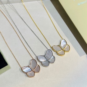 VCA Van Cleef & Arpels Белый жемчуг Большой бабочка Ожерелье 
