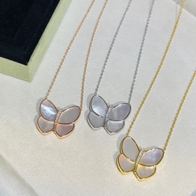 VCA Van Cleef & Arpels Белый жемчуг Большой бабочка Ожерелье 