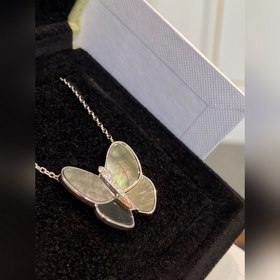 VCA Van Cleef & Arpels Белый жемчуг Большой бабочка Ожерелье 