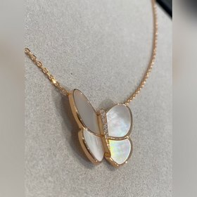 VCA Van Cleef & Arpels Белый перламутр Большой бабочка Ожерел
