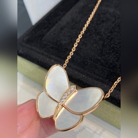 VCA Van Cleef & Arpels Белый перламутр Большой бабочка Ожерел