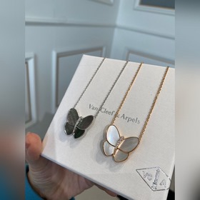 VCA Van Cleef & Arpels Белый перламутр Большой бабочка Ожерел