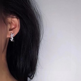 YSL Saint Laurent винтажные серебряные серьги-гвоздики с бриллиан