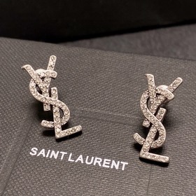 YSL Saint Laurent винтажные серебряные серьги-гвоздики с бриллиан