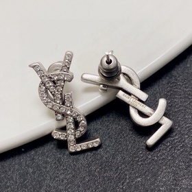 YSL Saint Laurent винтажные серебряные серьги-гвоздики с бриллиан