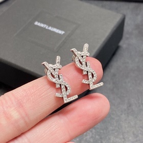 YSL Saint Laurent винтажные серебряные серьги-гвоздики с бриллиан