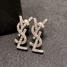 YSL Saint Laurent винтажные серебряные серьги-гвоздики с бриллиан