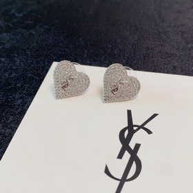 Новые серебряные серьги-гвоздики YSL Saint Laurent с буквами брил