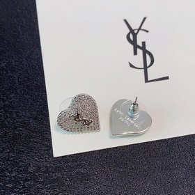 Новые серебряные серьги-гвоздики YSL Saint Laurent с буквами брил
