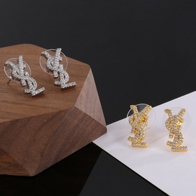YSL Saint Laurent серьги-гвоздикиз оригинального латунного матери