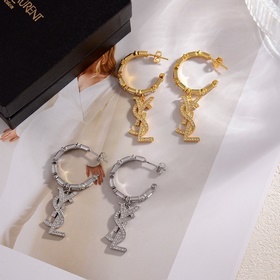 YSL Saint Laurent буквальные серьгиз оригинального латунного мате