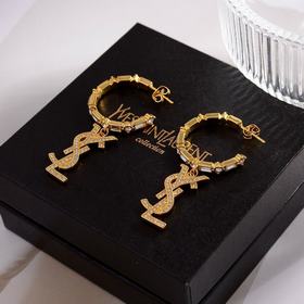 YSL Saint Laurent буквальные серьгиз оригинального латунного мате