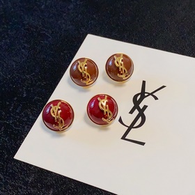 Новые серьги-гвоздики YSL Saint Laurent коричневого цвета с полук