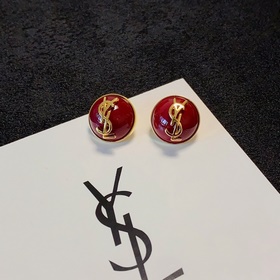 Новые серьги-гвоздики YSL Saint Laurent коричневого цвета с полук