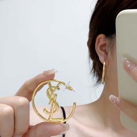 YSL Saint Laurent винтажные золотые серьги-гвоздики с бриллиантам