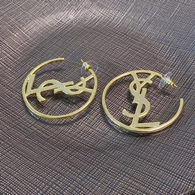 YSL Saint Laurent винтажные золотые серьги-гвоздики с бриллиантам