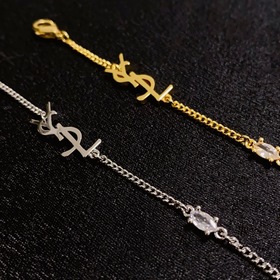 YSL Saint Laurent высококачественный браслет с буквами, золотой и