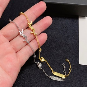 YSL Saint Laurent высококачественный браслет с буквами, золотой и