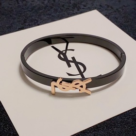 YSL Saint Laurent браслет с выгравированными буквами, узкий, розо